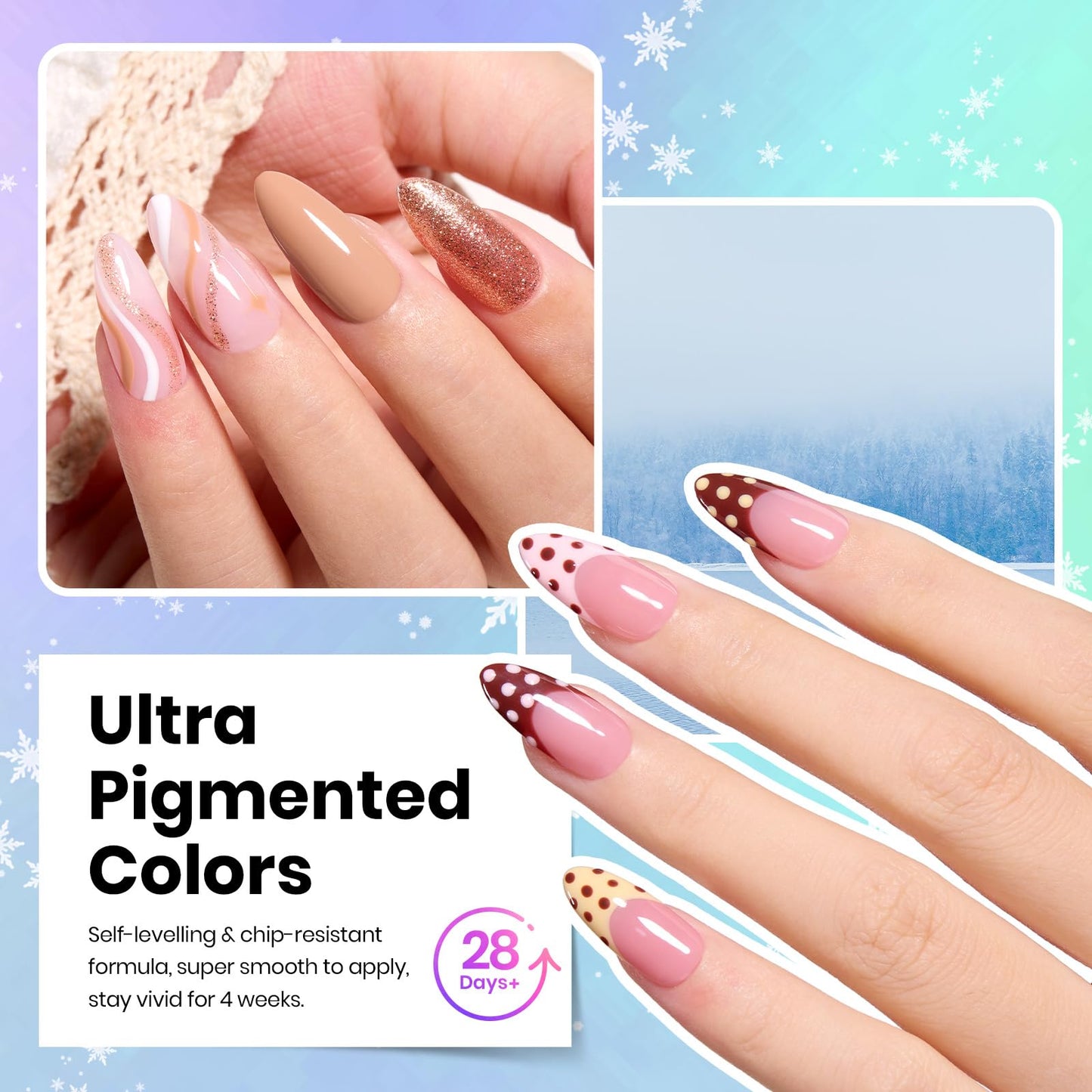 beetles Gel Polish 44pcs Fall Gel Nail Polish Set 36 Colors Brown Burgundy Red Blue Purple Orange Green Black Nude White with Base Top Coat UV LED Needed Salon DIY at Home Gift for Women Colorful Muse