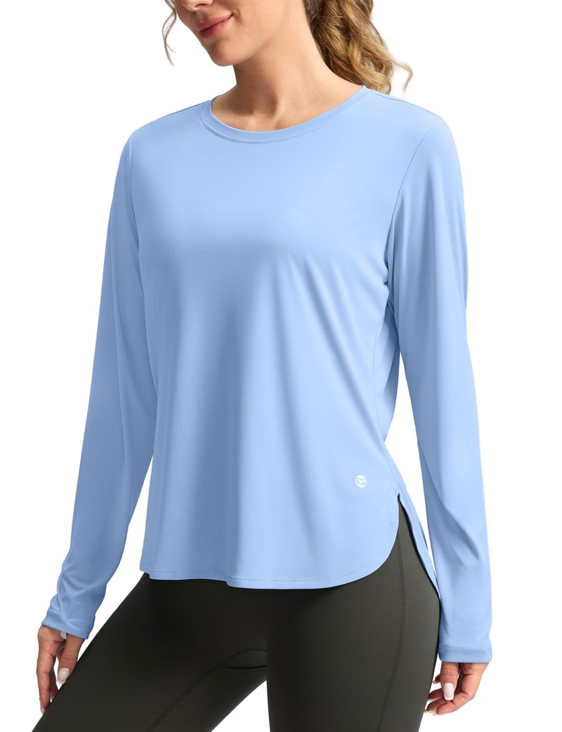 Women's Sun Shirts UPF 50+ Long Sleeve UV Protection Shirt Lightweight Quick Dry Workout Hiking Tops for Women(Haze Blue,XXXL)