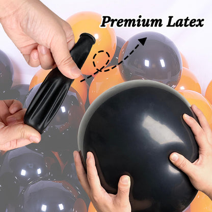 100 Pcs Black and Orange Balloons 12 Inch Halloween Latex Balloons Thicken Helium Party Balloons for Halloween,Wedding, Birthday Party Balloon Arch Garland Decoration