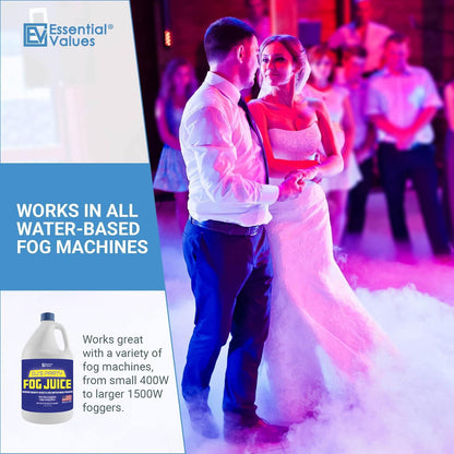 Essential Values Fog Machine Fluid 3.78 litres - Fog Juice Long-Lasting Medium Density Fog for Water Based Foggers, Perfect for 400 Watt to 1500 Fog Machines - Outdoor or Indoor