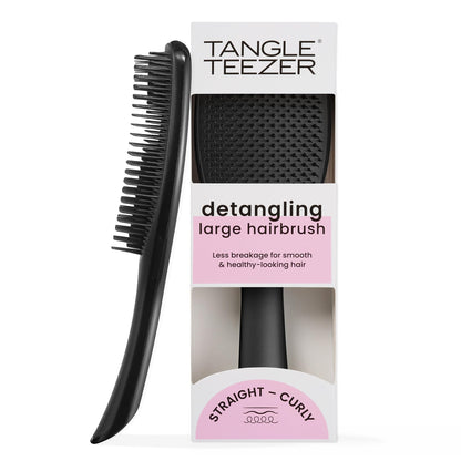 Tangle Teezer Large Ultimate Detangler Hairbrush - For Wet & Dry Hair - Detangling Brush for Thick, Curly & Long Hair - Two-Tiered Teeth Reduce Breakage & Eliminate Knots - Large Paddle - Black Gloss