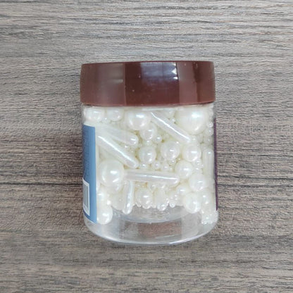 Edible White Pearl Sugar Sprinkles Candy Mix Size Baking Edible Cake Decorations Cupcake Toppers Cookie Decorating Wedding Party Valentine Halloween Christmas Supplies 85g/3oz