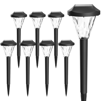 GIGALUMI 8 Pack Solar Lights Outdoor Waterproof,New Upgraded Solar Lights for Outside,Solar-Powered Garden Light,Solar-Powered Outdoor Light for Patio,Lawn,Yard and Landscape(Cold White)