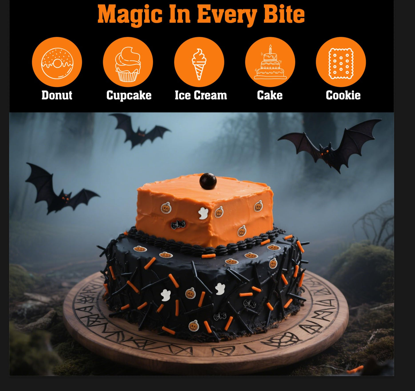 Twisweet Halloween Sprinkles, Pumpkin Sprinkles for Cake Decorating, Edible Candy Ghost Bat Sugar Sprinkle Mix, Black and Orange Baking Candy Bulk, Cupcake Topper Cookie Ice Cream Cake Decorations, Halloween Scary Theme Trick or Treat Party Supplies (130g