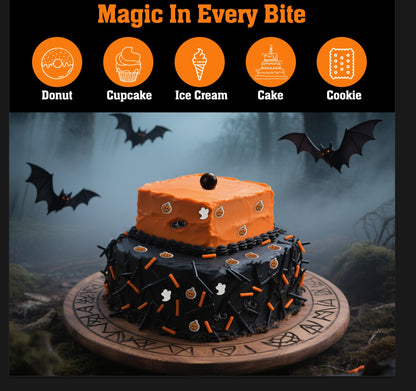 Twisweet Halloween Sprinkles, Pumpkin Sprinkles for Cake Decorating, Edible Candy Ghost Bat Sugar Sprinkle Mix, Black and Orange Baking Candy Bulk, Cupcake Topper Cookie Ice Cream Cake Decorations, Halloween Scary Theme Trick or Treat Party Supplies (130g