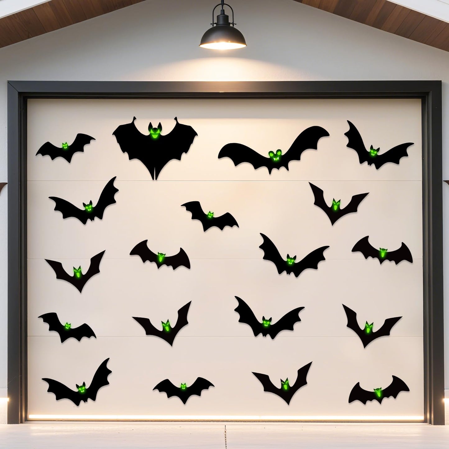 24pcs Halloween Decorations Outdoor Magnetic Bats for Garage Door Decorations with Glowing Eye Stickers Fridge Car Decor