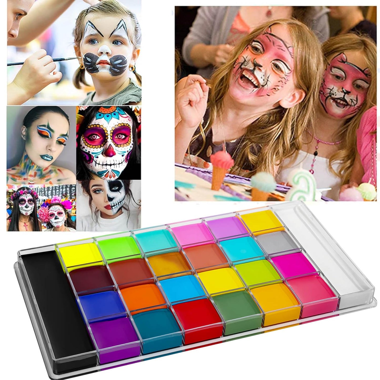 UNIFULL 26 Colors Professional Face Body Paint Kit, Oil Face & Body Paint Kit for Halloween,including 26 Colors Face Paint/Paint Stick/ Brushes/ Special Effects Sticker for Halloween/Fake Blood