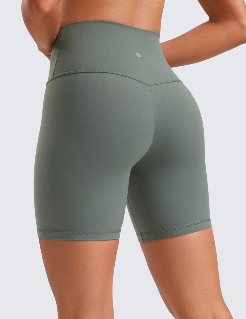 CRZ YOGA ButterLuxe Biker Shorts 6" - High Waisted Workout Running Volleyball Spandex Yoga Womens Grey Sage X-Small
