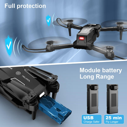 Drone with 1080P Camera - Foldable Remote Control Quadcopter with Voice Gesture Control, 3D Flip, One Key Start, Emergency Stop, 2 Batteries, Easier to use, Toy for Adults Beginners, Black
