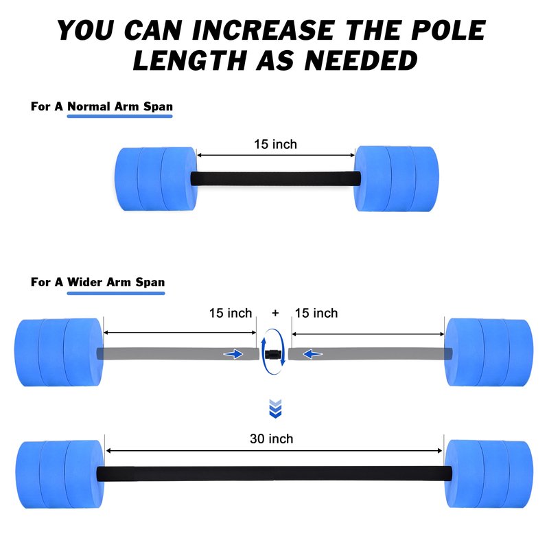 Hikeen Aquatic Exercise Dumbbells Water Dumbbell Pool Resistance Aquatic Fitness Barbells High-Density EVA Foam Pool Weights Dumbbells, for Water Aerobics Weight Loss (1 Blue Long barbell)