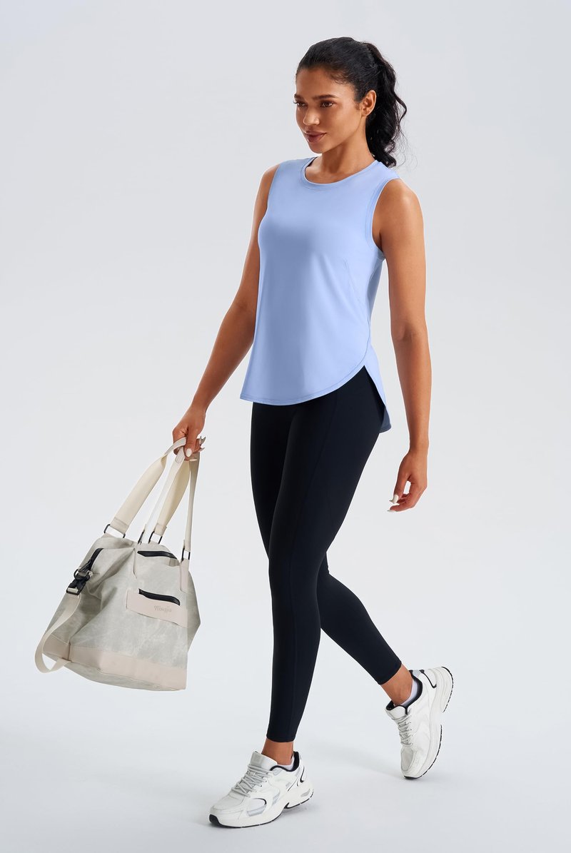 JOYSPELS Ice Silk Workout Tank Tops for Women Cool Sleeveless Loose Fit Yoga Shirts Light Blue