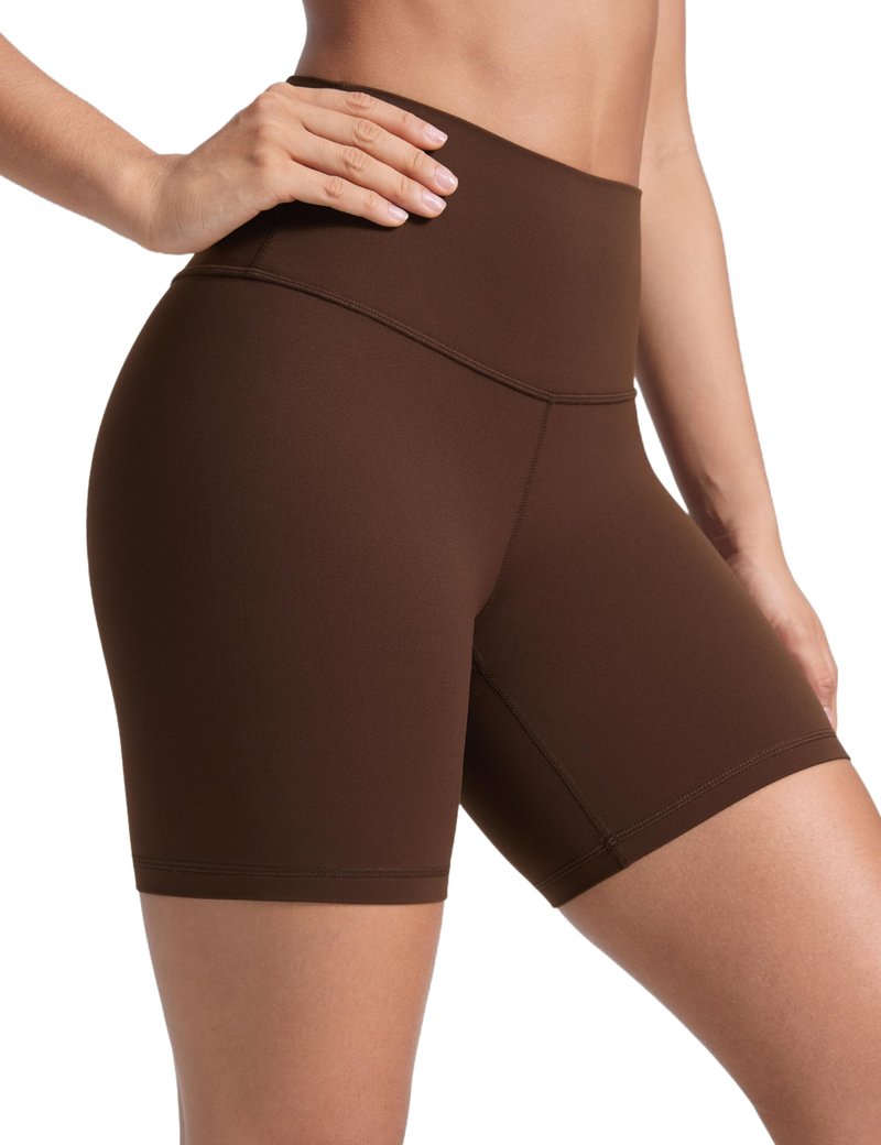 CRZ YOGA ButterLuxe Biker Shorts 6" - High Waisted Workout Running Volleyball Spandex Yoga Womens Lava Brown XX-Small