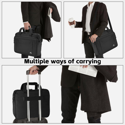 MATEIN Laptop Bag, 15.6 Inch Multifuntional Business Computer Laptop Case, Unisex Spacious Shoulder Messenger Bag Briefcase for Men and Women, Universal Nylon Briefcase for Notebook - Black
