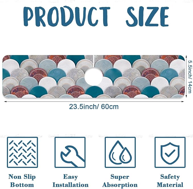 Wall Tiles Texture Sink Faucet Absorbing Mat Ceramic Decor Super Absorbent Fast