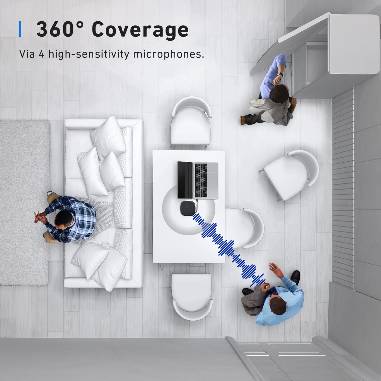 Anker PowerConf S330 USB Speakerphone, Conference Microphone for Home Office, Smart Voice Enhancement, Plug and Play, 360° Voice Coverage, Powerful Sound, Desktop PC Speaker, Online Meetings