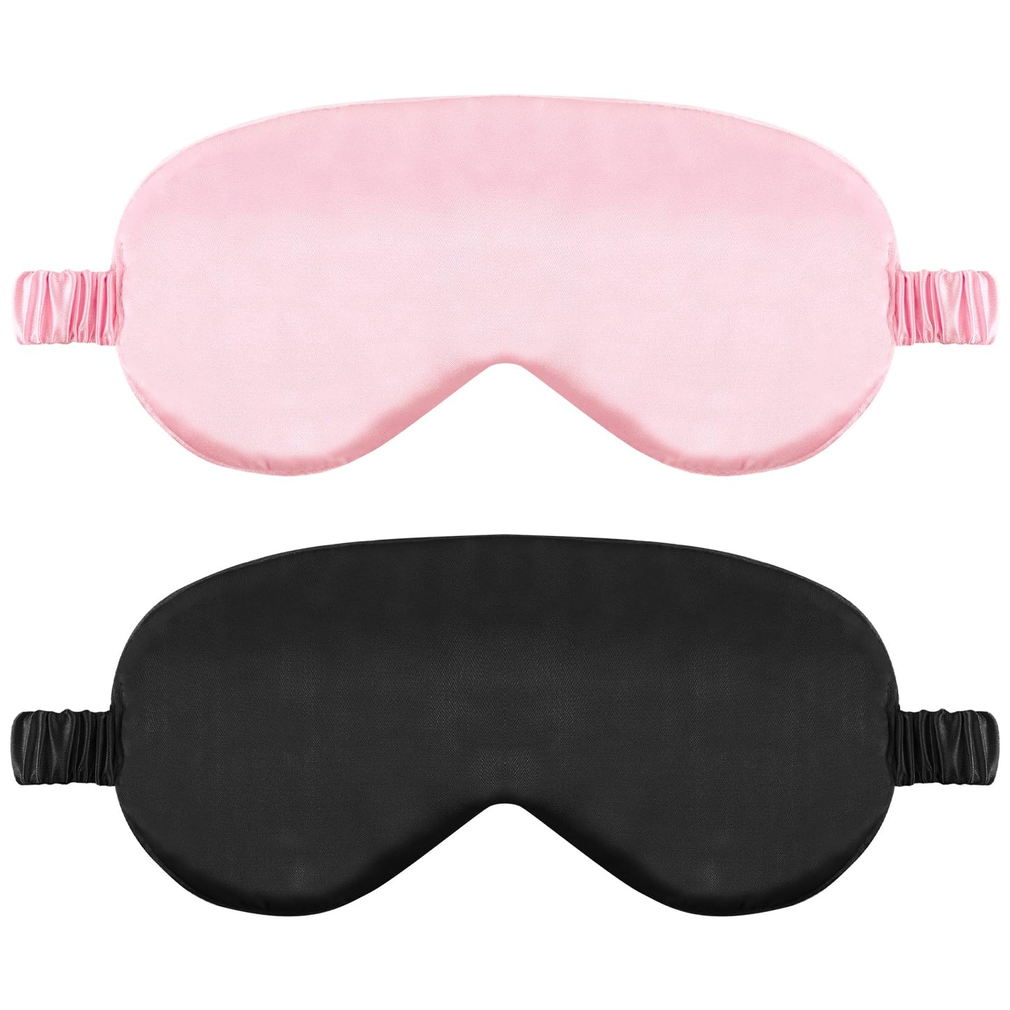 2 Pack Sleep Mask Silk Eye Mask Cover for Sleeping, Soft Satin Blindfold with Elastic Strap, Comfortable Night Sleeping Mask for Women Men (Black, Pink)