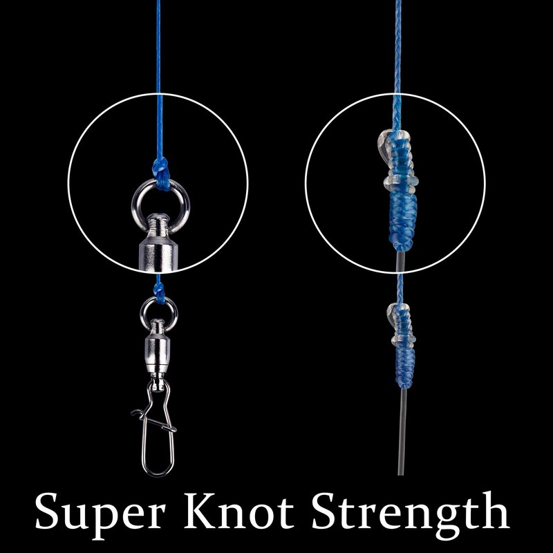 Braided Fishing Line Abrasion Resistant Superline Zero Stretch&Low Memory Extra Thin Diameter Blue 327Yds,50LB