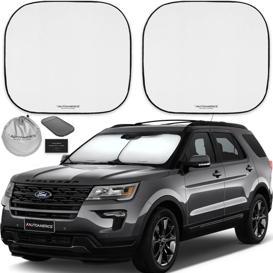Autoamerics Windshield Sun Shade 2-Piece Foldable Car Front Window Sunshade for Most Sedans SUV Truck - Auto Sun Blocker Visor Protector Blocks Max UV Rays and Keeps Your Vehicle Cool - Medium Fit