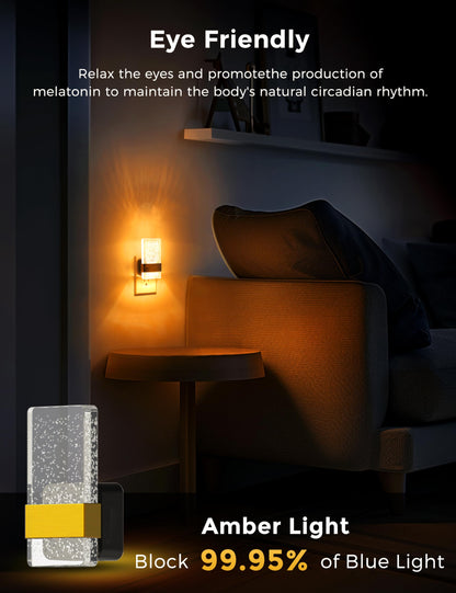 L LOHAS LED Night Lights Plug Into Wall, 2 Pack Plug in Night Light LED with Dusk to Dawn Sensor, 0-100LM Dimmable Nightlight, Wall Sconce-Style Design Nightlights for Bathroom, Hallway,Stairway,Gift