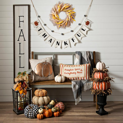 Fall Wreath 22-24inch Autumn Door Wreath with Yellow Leaves, Light Brown Reeds,Beige Wheat Ears for Farmhouse Indoor Outdoor Window Wall Thanksgiving Decor