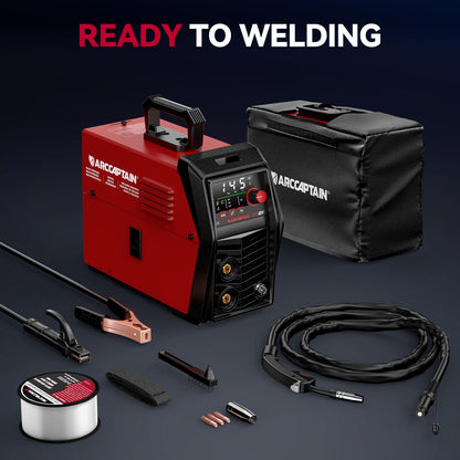 ARCCAPTAIN iControl MIG145 Pro 145A Flux Core MIG Welder 120V Welding Machine Gasless MIG Welder Flux MIG/MMA Stick/Lift TIG, 3 in 1 Welder Machine with Synergy, Portable Welder, APP Control
