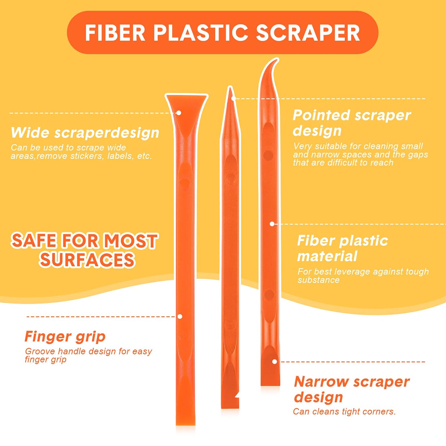 9 Pieces Plastic Scraper Tool Scratch Free Crevice Cleaning Sticker Remover Tool Multipurpose Non Scratch Scrapers for Tight Spaces, Kitchen, Crevices, Auto Detailing, Paint