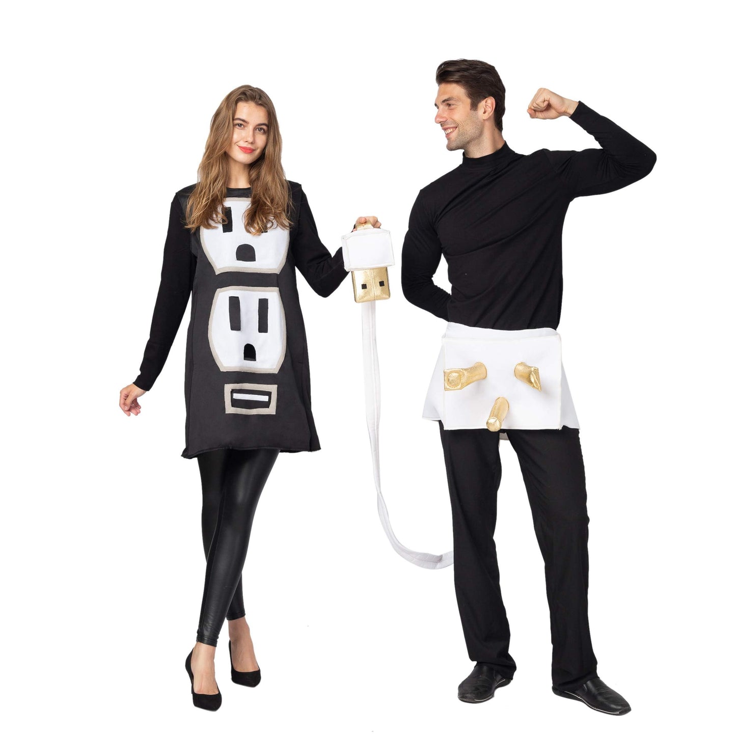 Spooktacular Creations Plug and Socket Halloween Costume Adult, Plug and Outlet Couples USB Costume for Halloween Cosplay Party (X-Large)