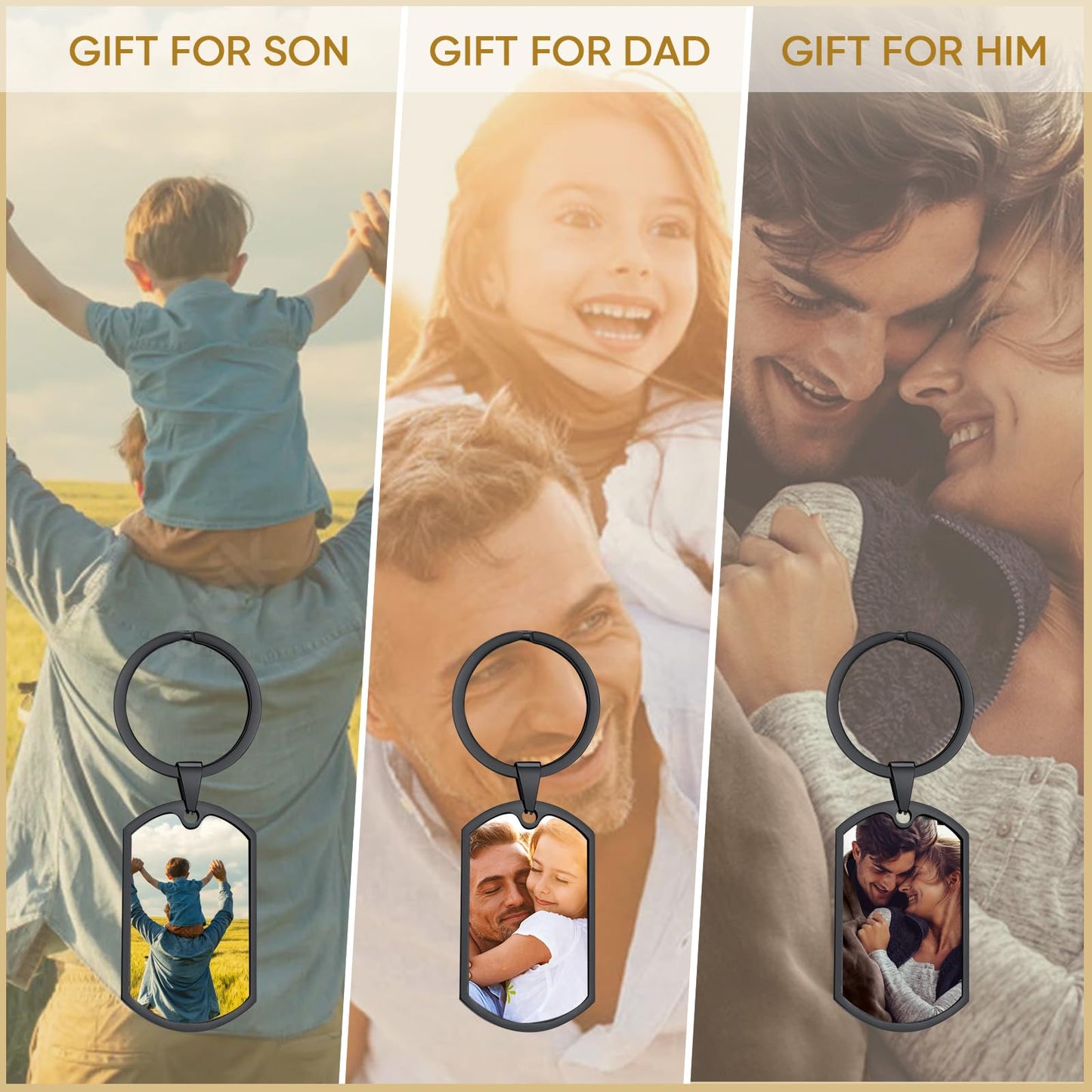 VNOX Custom Keychain Gifts for Dad - Personalized Photo Key Chain Keychains,Valentines Birthday Christmas Gifts Ideas for Husband Father,3