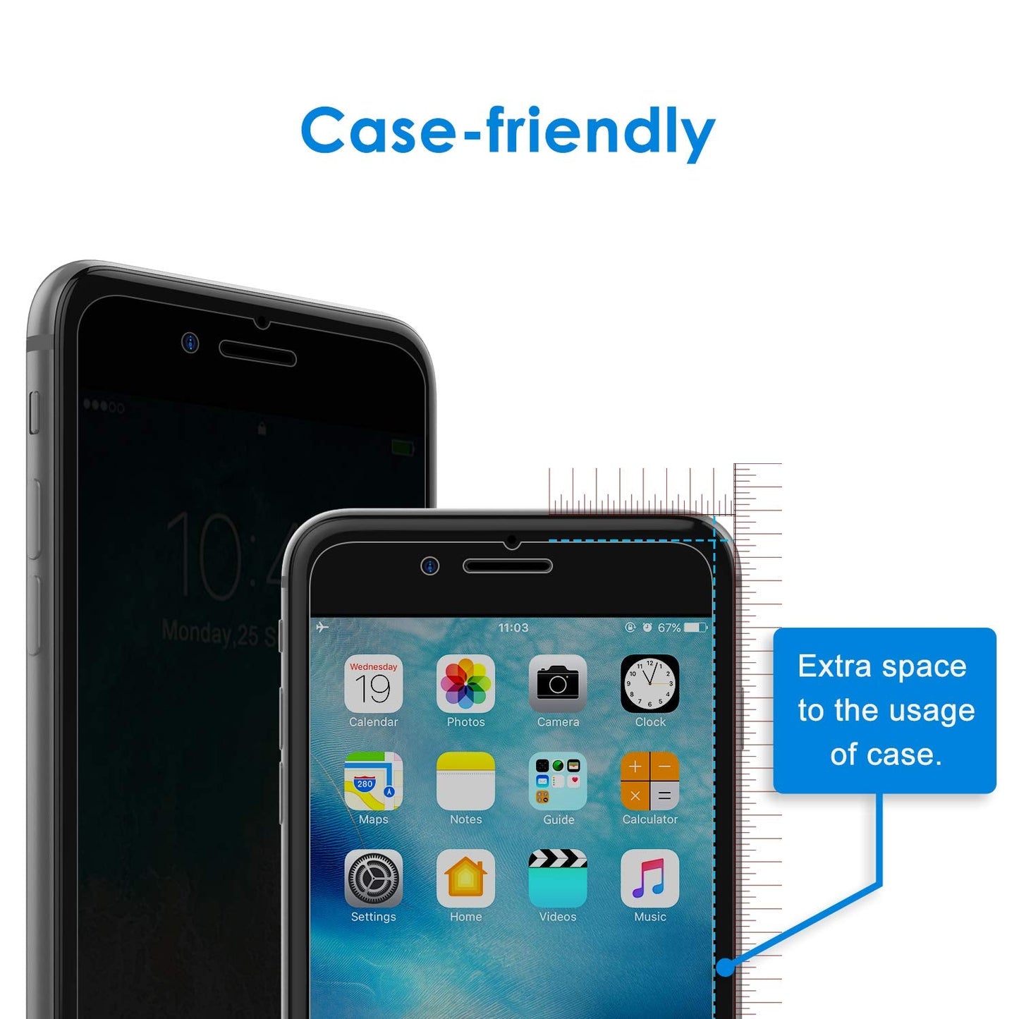 JETech Privacy Screen Protector for iPhone 11 and iPhone XR 6.1-Inch, Anti Spy Tempered Glass Film, 2-Pack