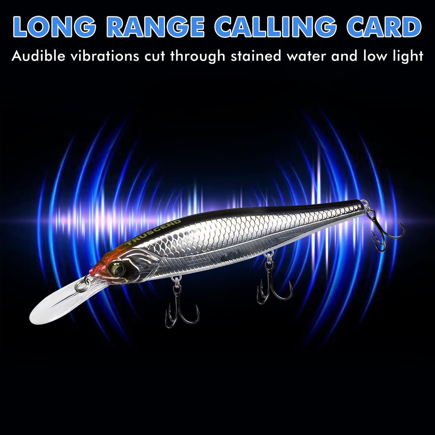TRUSCEND Fishing Lures, Precision-Engineered Minnow with Sound, Flash & Irresistible Action, Cast Farther, Glow Brighter and Rattle Louder Jerkbaits Spoons for Bass Walleye Pike Catfish
