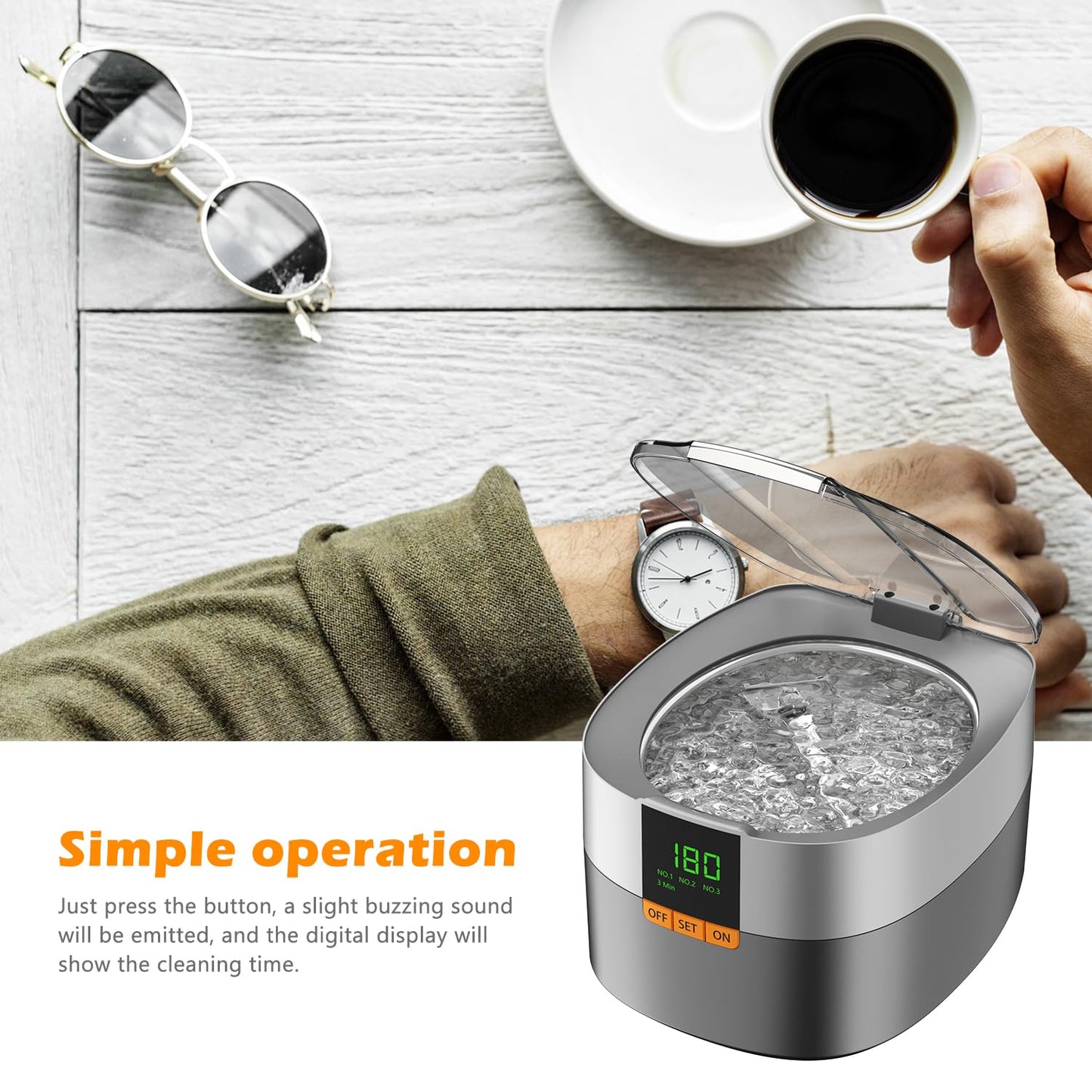 KECOOLKE Ultrasonic Cleaner 750ml Jewelry Sonic Cleaner with Digital Timer for Eyeglasses, Rings, Coins，Silver Ultrasonic Cleaner Solution for Gifts