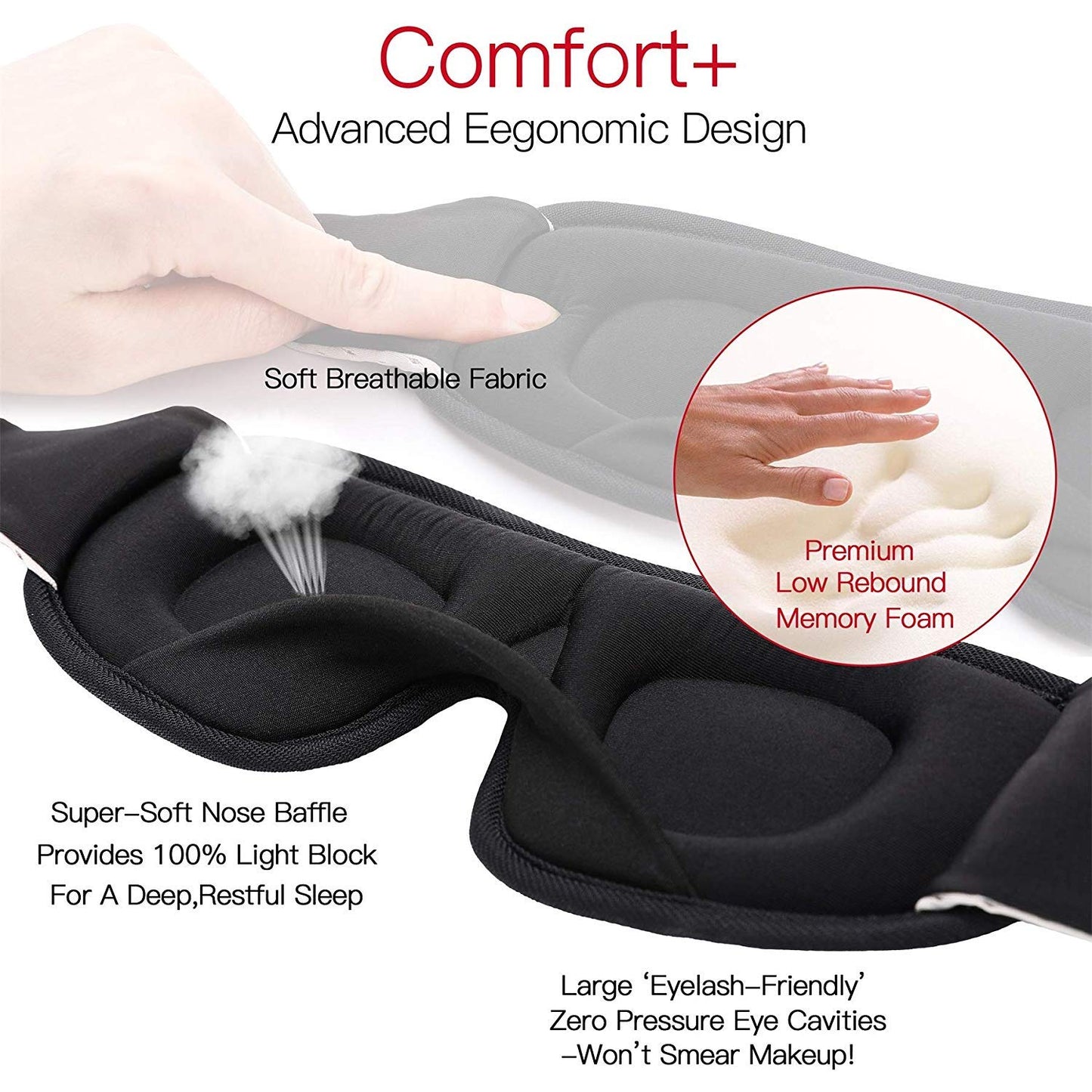 LEEKEN 3D Sleeping Eye Mask - 100% Lights Blockout Sleep Mask for Men Women, Cool Sports Fabric Eye Cover for Travel/Nap/Night Sleeping,Comfortable and Breathable… (mesh-Grey)