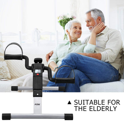 Folding Pedal Exerciser, Mini Exercise Bike Under Desk Bike Foot Pedal Exerciser, Foot Hand Cycle Portable Peddler Machine Bicycle Exerciser Arm Leg Exerciser While Sitting (Silver)