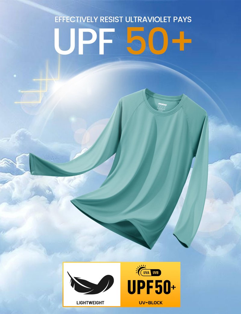 MAGCOMSEN Men's Long Sleeve Shirts UV Protection Quick Dry Rash Guard Grey Green, 3XL