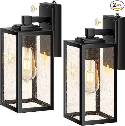 VIANIS Large 2 Pack Outdoor Wall Lights, Dusk to Dawn Black Exterior Garage Lighting Fixture Wall Mount Sconces, Modern Front Porch Lanterns Outside Lights for House, Waterproof Coach Lights Outdoor