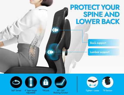 Ergalithic Ergonomic Office Chair - X-Shaped Computer Desk Chair Comfy, Gaming Chair, Office Chair with Lumbar Support, Mesh Office Chairs, Desk Chair for Long Hours(Black Gold)