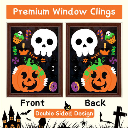6 Pcs Window Clings - Halloween Decorations With Cute Pumpkin Ghost Stickers and Decals for Party