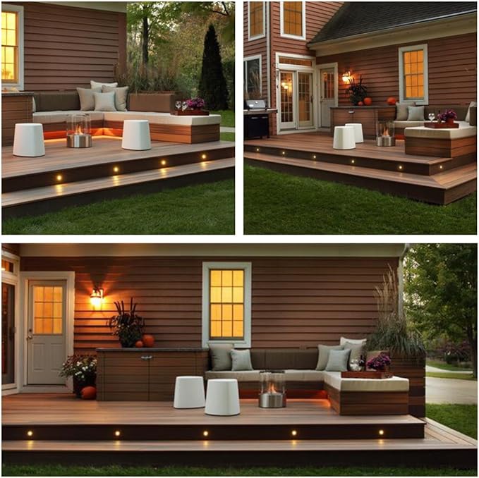FVTLED LED Deck Lights Set, 30pcs Φ1.22 Low Voltage Waterproof Recessed Deck Lamp Warm White LED In-ground Lighting Outdoor Garden Yard Pathway Patio Step Stairs Decor
