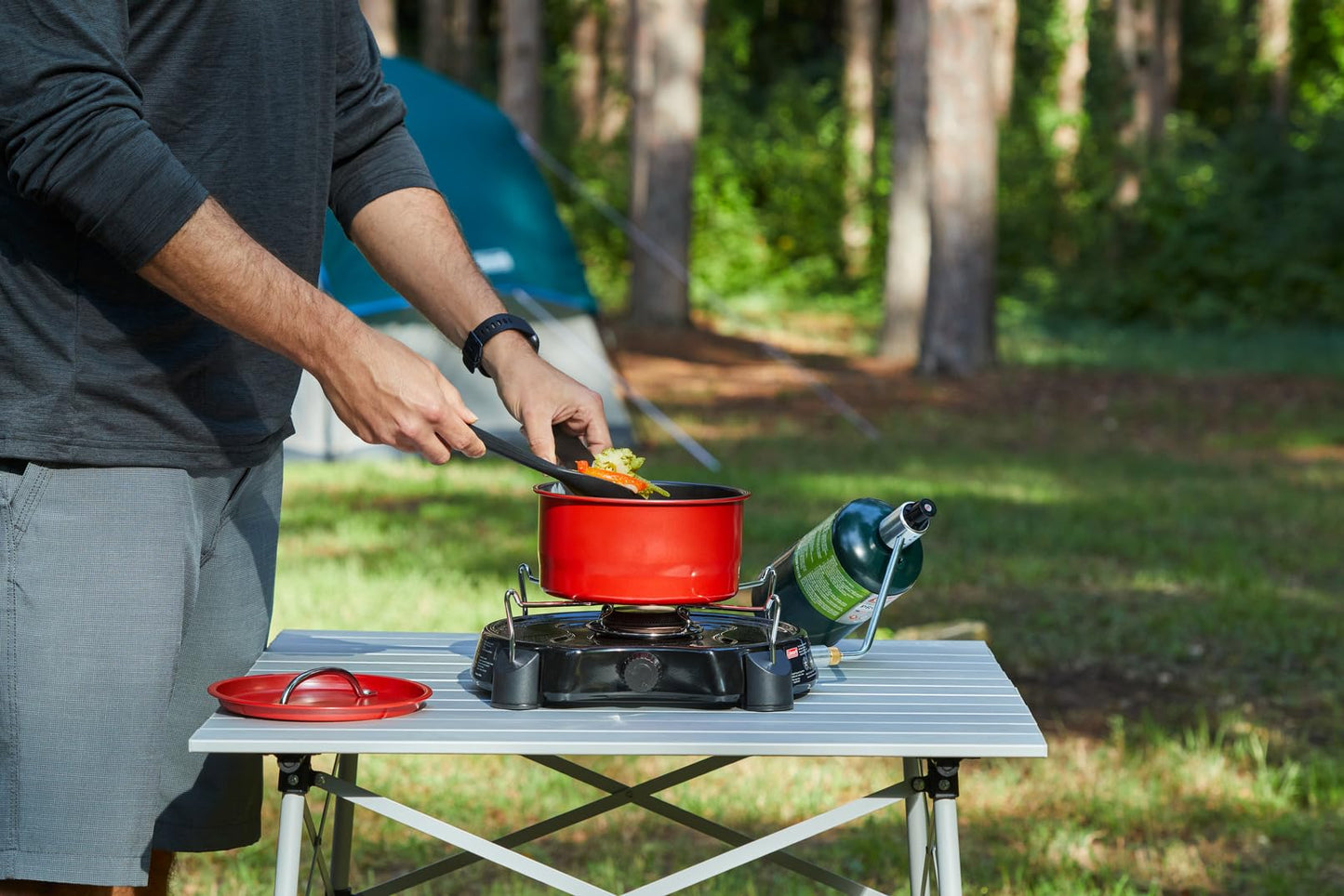 Coleman PowerPack 7,500 BTU Propane Camping Stove, Portable Adjustable Burner with Precise Temperature Control Fits 12-Inch Pan, Great for Camping, Hunting, Backpacking, Tailgating, & More