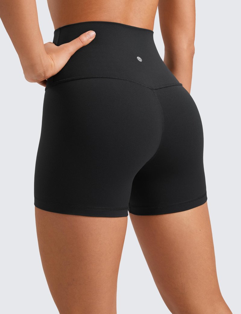 CRZ YOGA Butterluxe Biker Shorts 4'' - High Waisted Booty Workout Volleyball Yoga Womens Spandex Black Medium