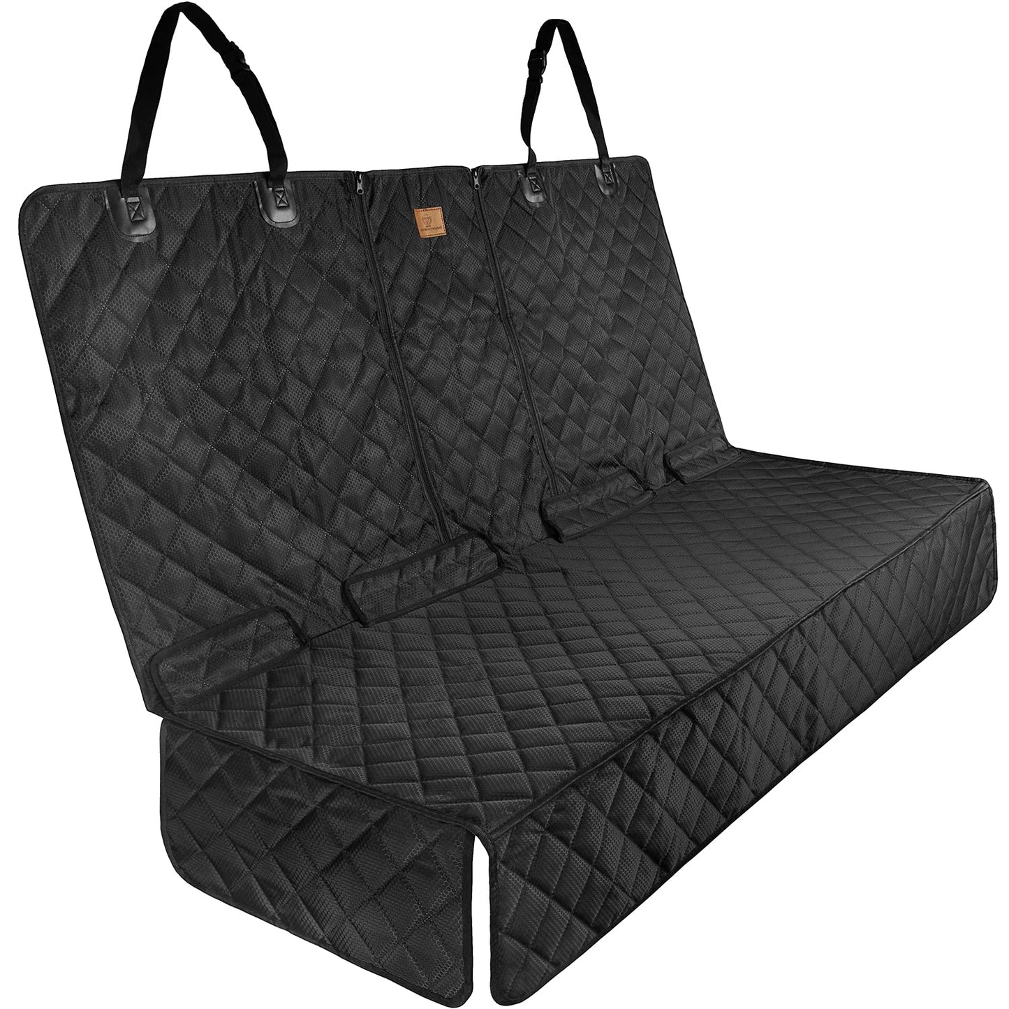 ipuppy Premium Waterproof Car Seat Cover/Protector for Dogs with Armrest Opening - Quilted, Scratch Proof and Non-Slip - Isofix-Compatible - 45 x 133cm (Black)