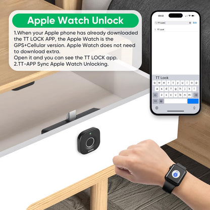 Bluetooth Fingerprint Cabinet Lock With Phone/Watch App Unlock, Smart Biometric Keyless Hidden File Drawer Wardrobe Lock, Child Safety Electric DIY Wooden Furniture