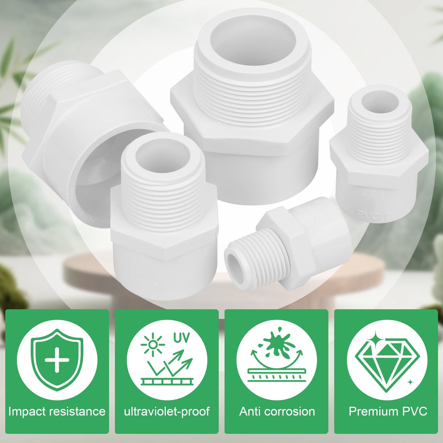 Lswteiz 10Pack 3/4" PVC Male Adapter Pipe Fittings (Socket x Male Pipe Thread) Furniture Grade SCH40 2-Way 3/4" PVC Coupling Pipe Connectors for Plumbing Water Line
