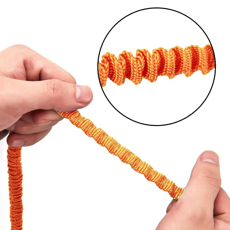 MOOCY Kayak Paddle Leash, 3-7 ft Stretchable Strap Lanyard for SUP, Canoeing, Fishing Accessories - Secure Bungee Rod Holder Tether(Orange, 4 Pack)