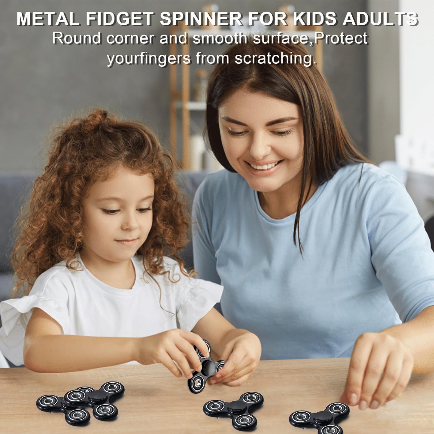 SCIONE Fidget Spinner Sensory Hand Fidget Toy Anxiety Stress Relief Party Bag Fillers for Kids Adults Goodie Bag Stuffers (Black)
