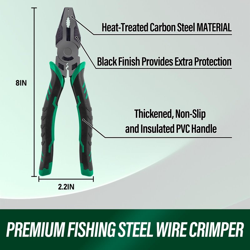 Alwonder Fishing Crimping Pliers Steel Wire Crimping Tool Fishing Leaders Crimpers Cutter Gripper for Single Barrel Sleeves, Terminal Tackle Connectors Multi-Function 8IN Cutting Crimp Tool