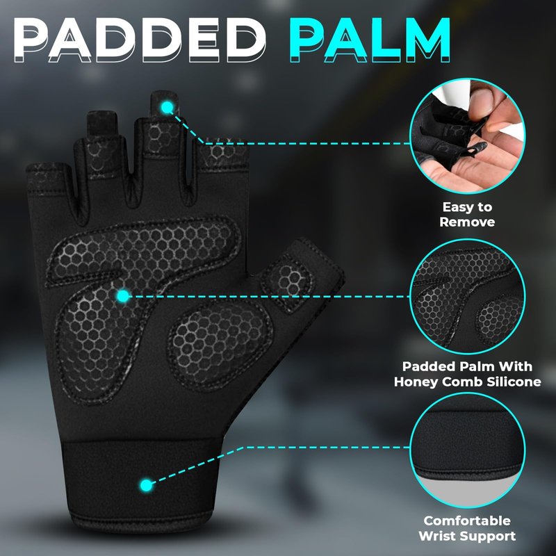 Arsh Sports Breathable Gym Gloves for Men & Women–Lightweight,Non-Slip Workout Gloves with Full Palm Protection, Wrist Support,Ventilated Mesh for Weightlifting,Fitness Training & Cycling (Black, M)