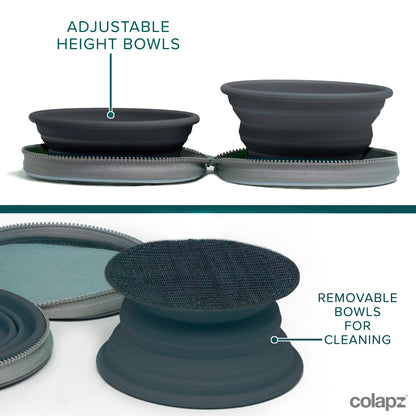 2 x Grey Large Collapsible Dog Bowls for Travel - Collapsible Dog Water Bowl with Case