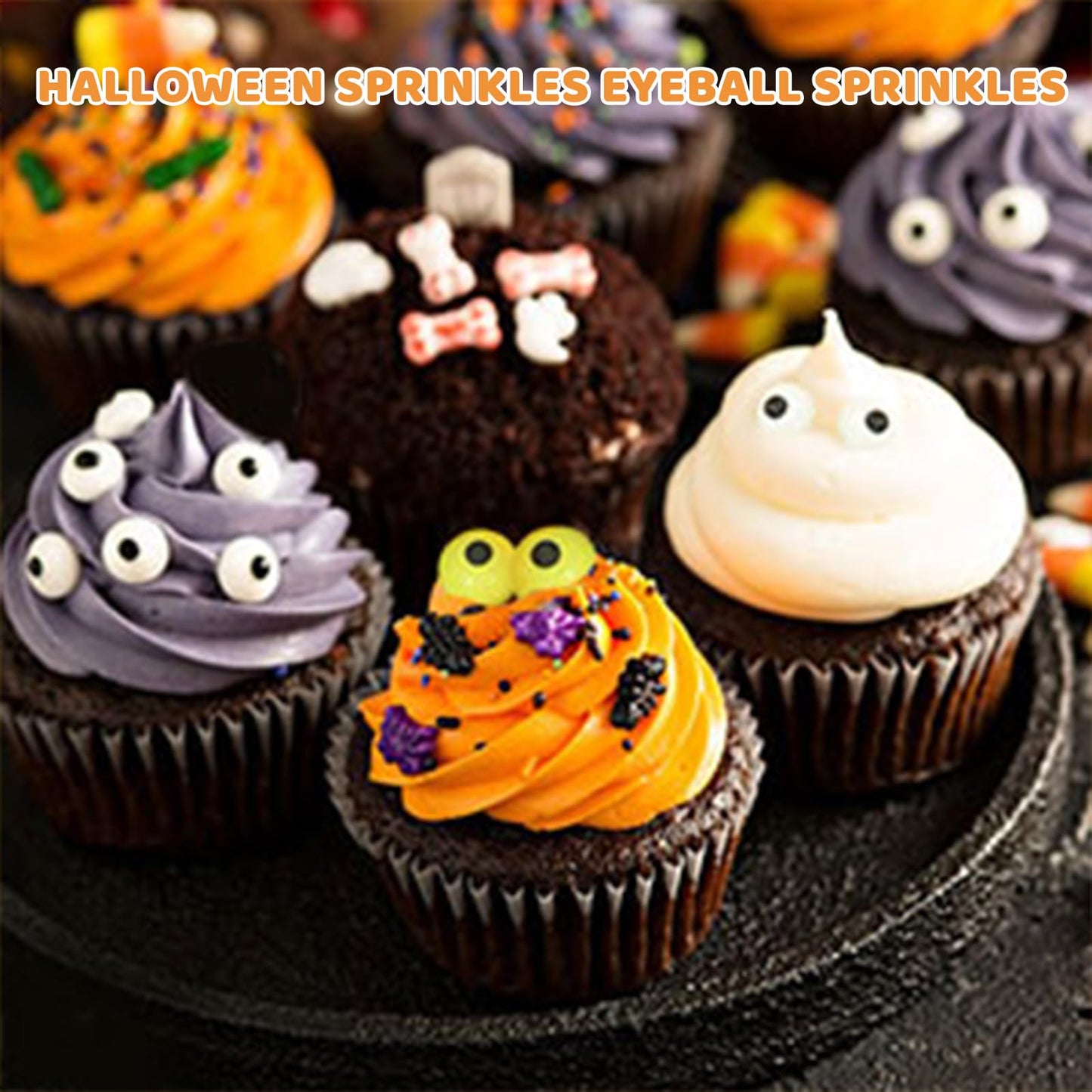 Edible Eyes, Colours Candy Small Eyes, Candy Eyeballs, Eyeball Sprinkles Cupcake Toppers, Baking, Ice Cream，Biscuits, Halloween Christmas Party Supplies 3 Oz.