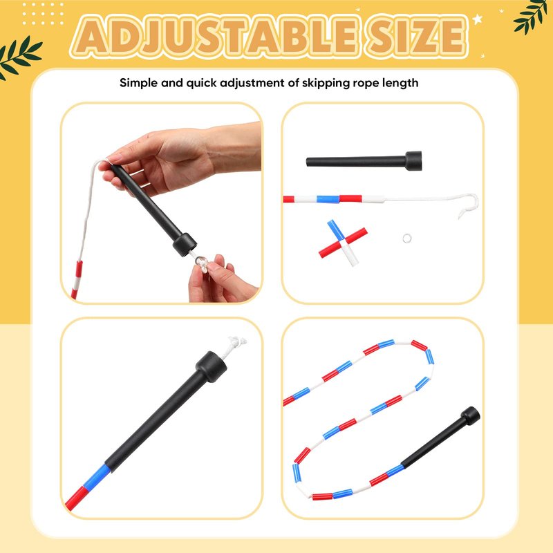 Zubebe 6 Pcs 16-foot Double Dutch Jump Ropes Bulk Segmented Skipping Colorful Beaded Ropes for Kids Adults Fitness Physical Education Gym Class School Sports Outdoor Activities, Red White and Blue